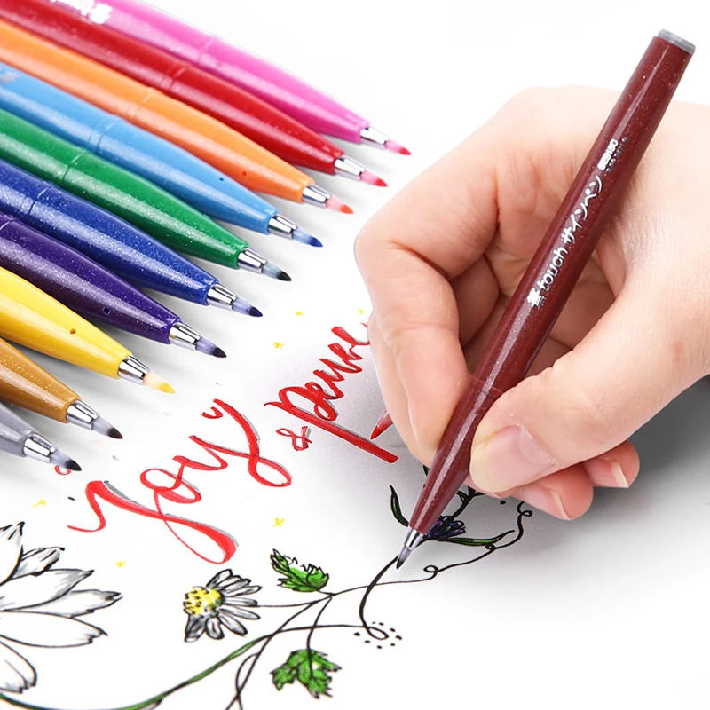 Pentel Pen Sign Pen - 12 Warna Set Pena Kuas Sentuh