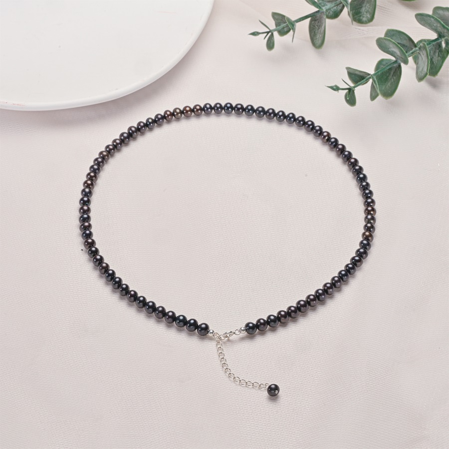 Pearl Trim Chain - Hengsheng 5-6.5Mm Dekat Bulat Hitam Kalung