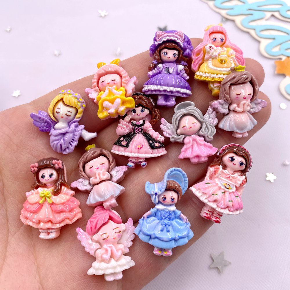 Embellishments For Scrapbooking - 20PCS Resin Figurine Malaikat Kartun Warna-warni,