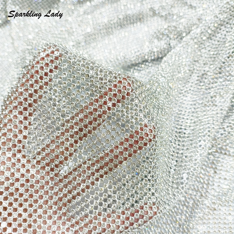 Kain Logam Berhias Rhinestone  - Crystal Mesh Fabric ulasan dan harga