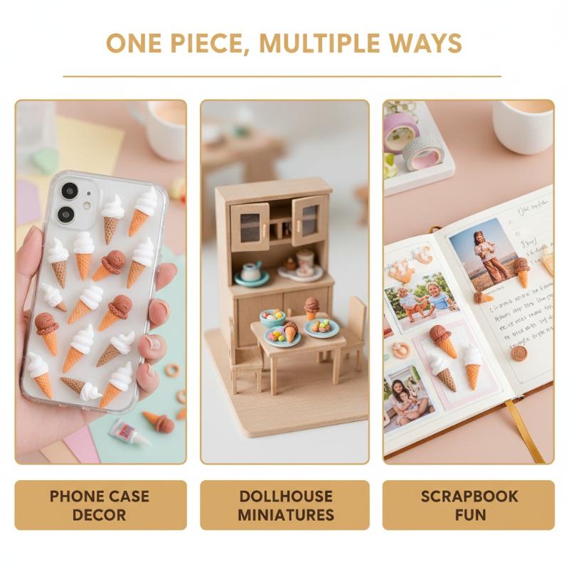 Hiasan Es Krim Resin Mini Kawa - Embellishments For Scrapbooking ulasan dan harga
