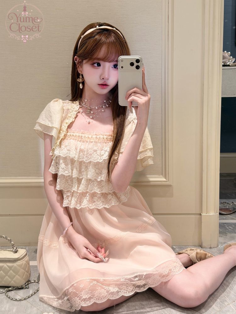 Set Gaun Lolita Vintage Jepang - Elastic Lace Trim ulasan dan harga