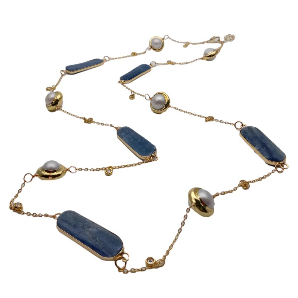 YYGEM 12X33Mm Konektor Kyanite - Pearl Trim Chain ulasan dan harga