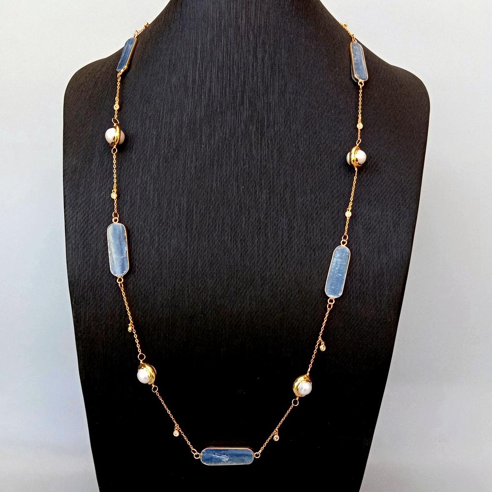 YYGEM 12X33Mm Konektor Kyanite - Pearl Trim Chain ulasan dan harga