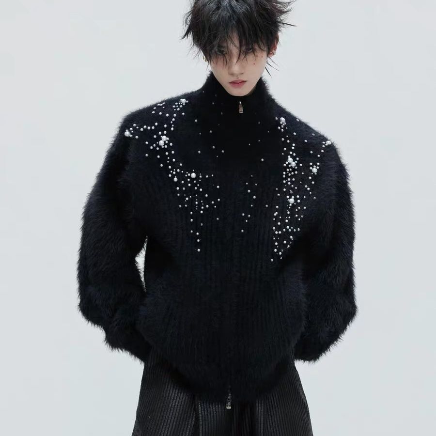 Kardigan Sweater Rajut Tebal E - Embellish Knit ulasan dan harga