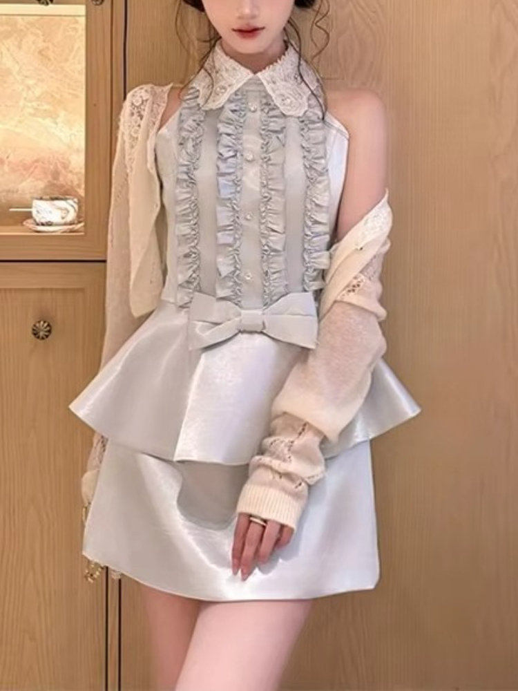Setelan 2 potong bergaya Lolit - Elastic Lace Trim ulasan dan harga